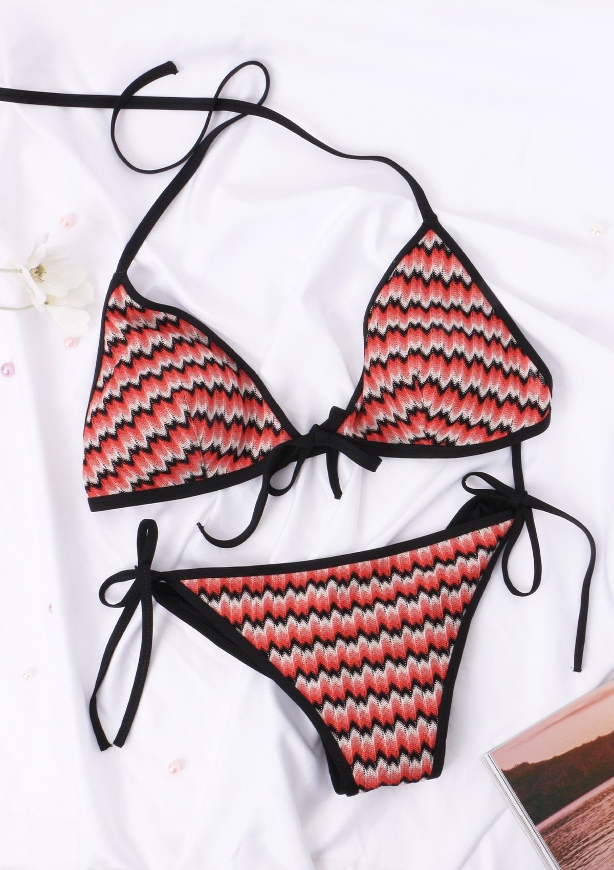 Two Piece Halter Tie Side Bikini Bathing Suit - HSIA