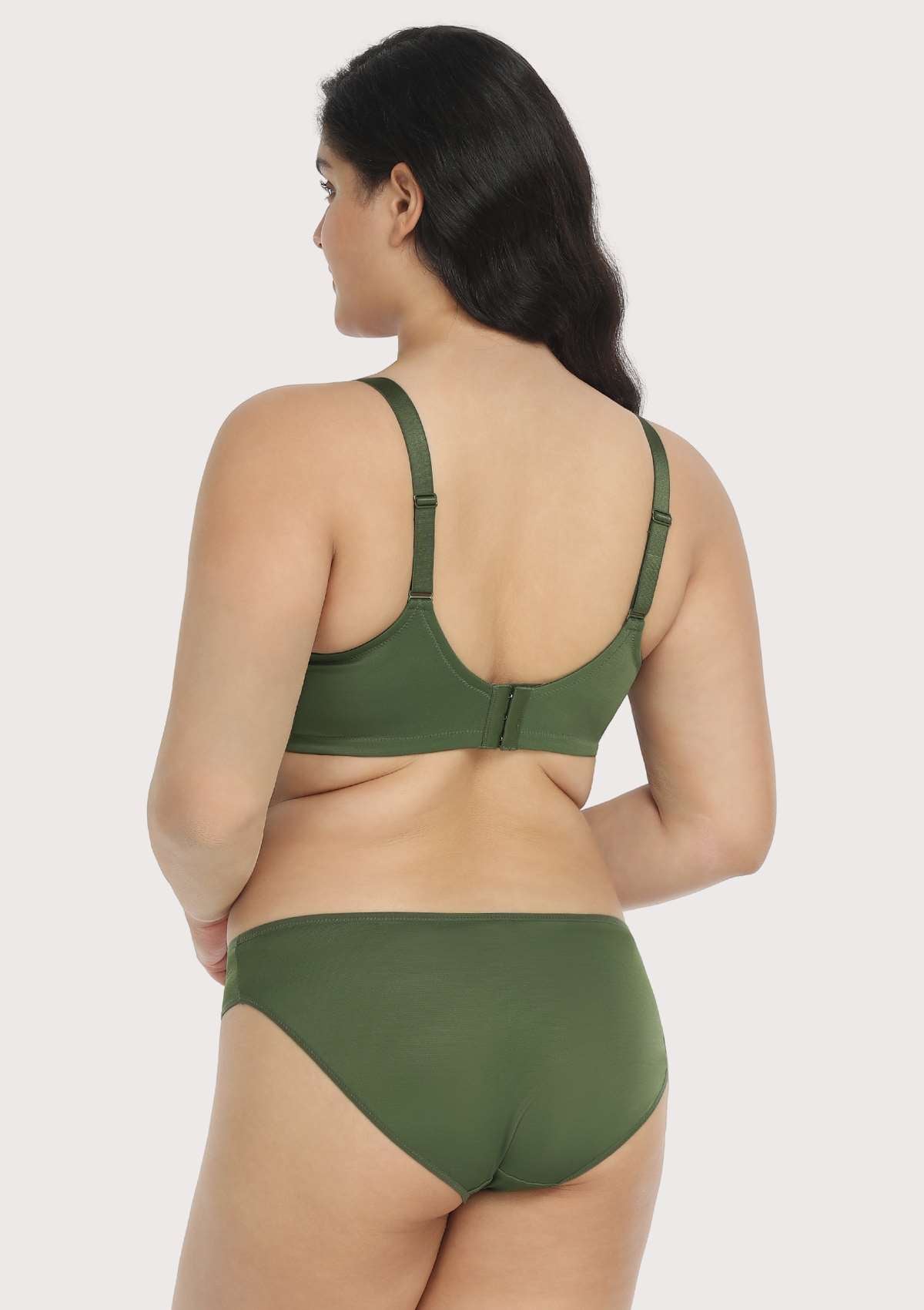Billie Cross Front Strap Dark Green Smooth Sheer Mesh Underwire Bra - HSIA