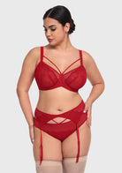HSIA Renna Holiday Embroidered Red Mesh Thong Underwear - HSIA