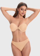 Juliette Bandless Seamless Push Up Strapless Underwire Bra - HSIA