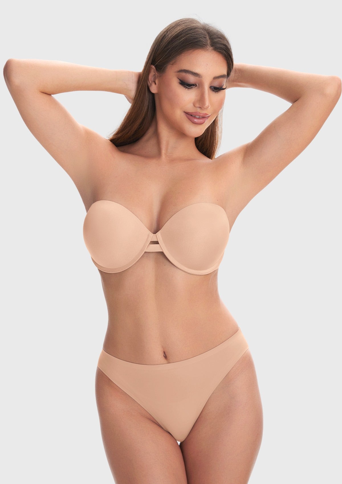 Juliette Bandless Seamless Push Up Strapless Underwire Bra - HSIA