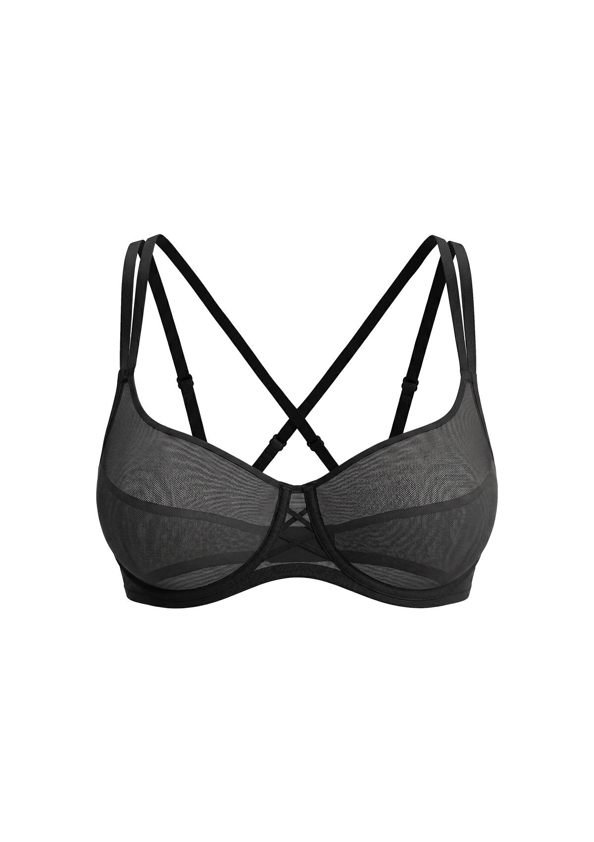 Lyra Sheer Mesh Multi-Way Unlined Balconette Bra - HSIA