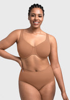 Full Coverage Plus Size T-Shirt Bra with Silky Satin Feel - HSIA