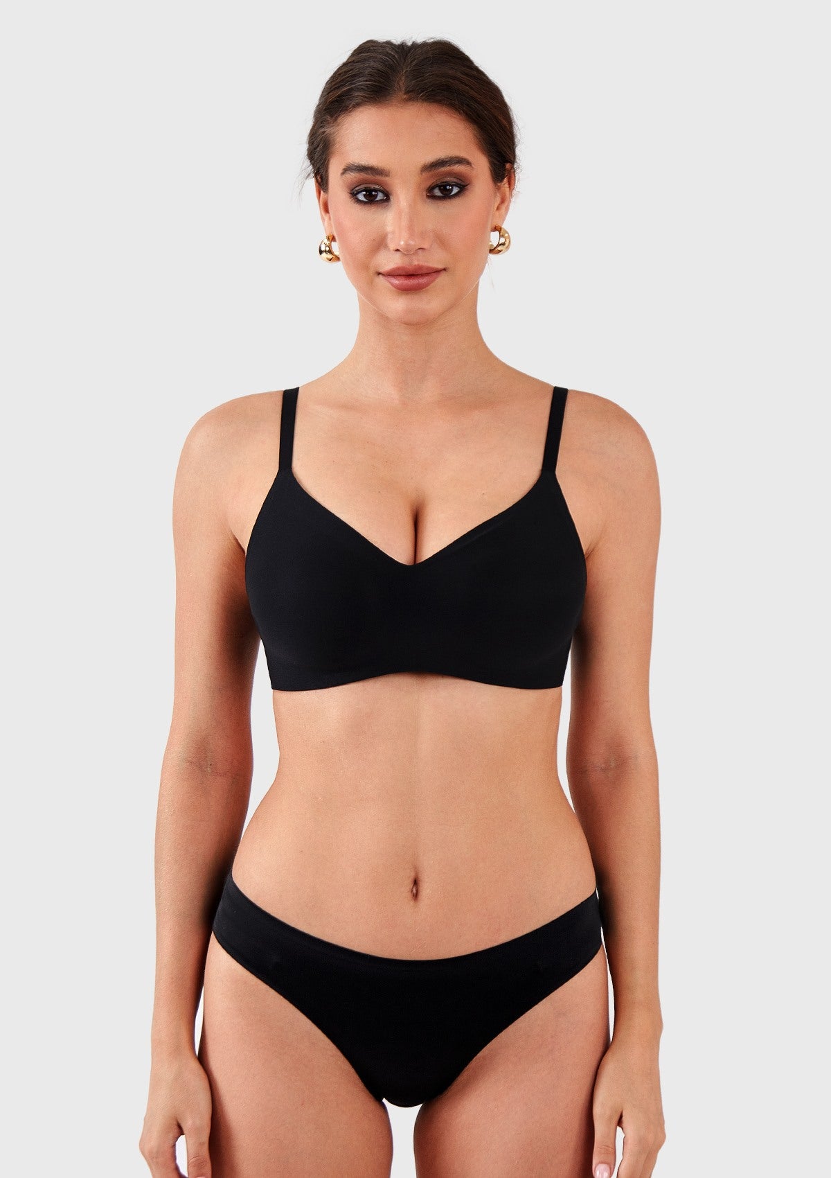HSIA V-Neck Wireless Bra Breathable Mesh Lining Jelly Gel Lifting Support T-shirt Push Up Bralettes Plunge Seamless - HSIA