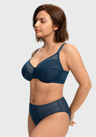 Enchante Lace Unlined Full Coverage Underwire Bra - HSIA