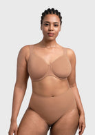 (Cardi B recommends)Joan Ultimate Soft Dark Beige T-shirt Unlined Minimizer Bra - HSIA