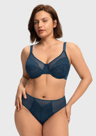 Enchante Lace Unlined Full Coverage Underwire Bra - HSIA