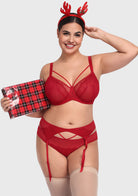 HSIA Renna Holiday Embroidered Red Mesh Brief Underwear - HSIA