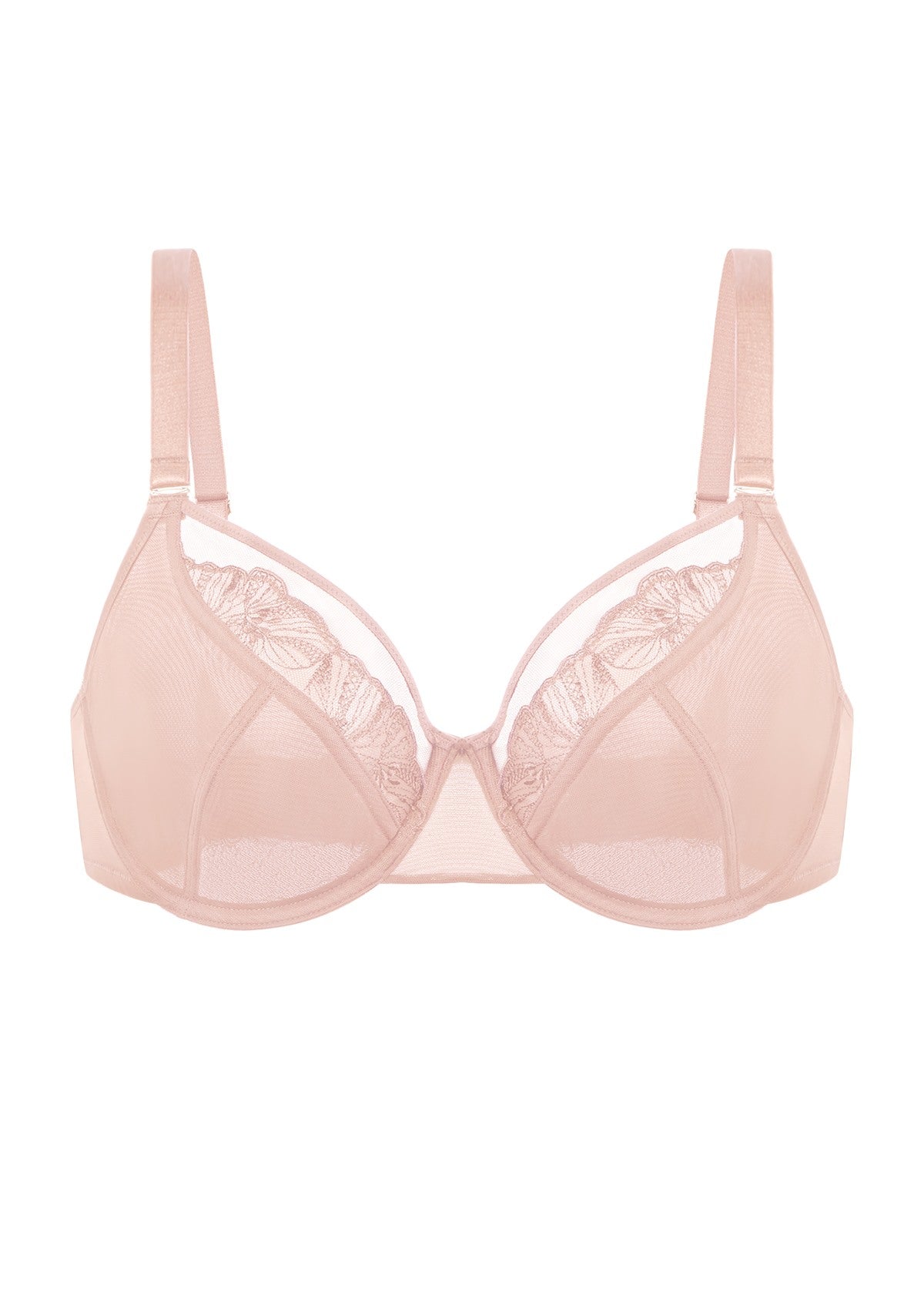 HSIA Yumi Unlined Sheer Embroidery Lace Full Coverage Bra Elegant Sculpting Support - HSIA
