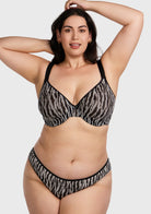Zebra Wild Black Unlined Underwire Mesh Bra Set - HSIA