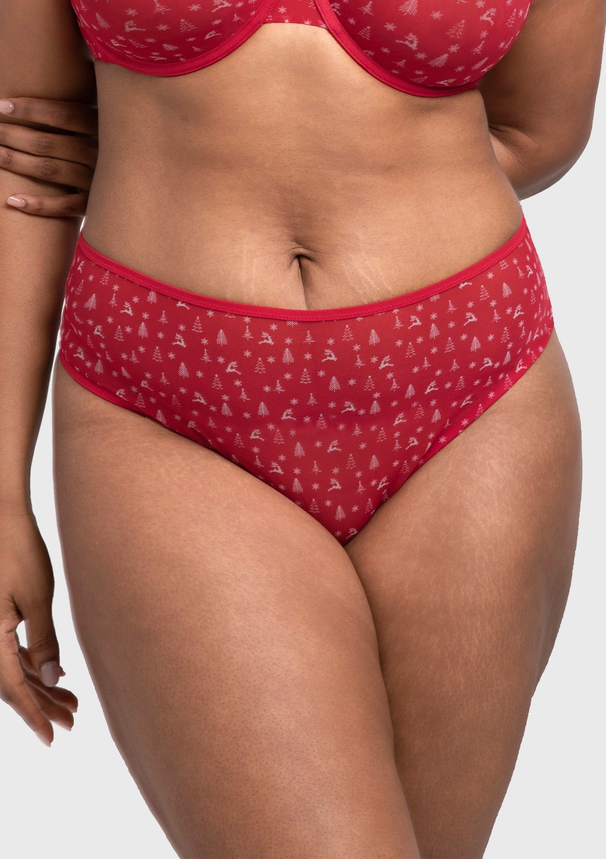 HSIA Christmas Holiday Edit Printed Mesh Panty Breathable Soft Full Coverage Comfort Fit - HSIA