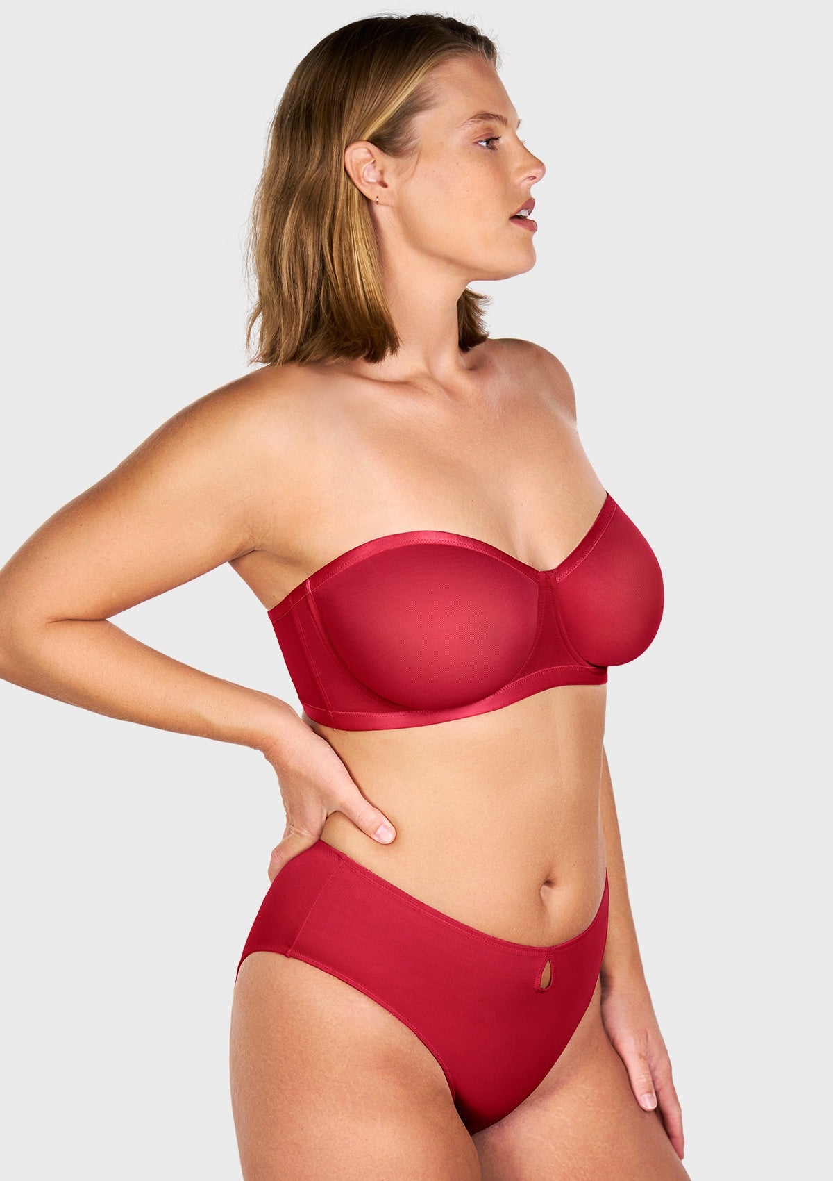 Bella Sheer Mesh Unlined Underwire Strapless Balconette Bra - HSIA