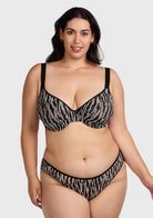 Zebra Wild Black Unlined Underwire Mesh Bra Set - HSIA