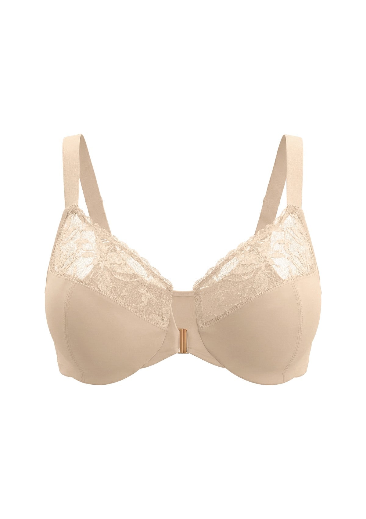 HSIA Anemone Unlined Plus Size Front Closure 3/4 Cup Underwire Back Support Bra Lace Trim for Sculpted Lift Womenswear - HSIA