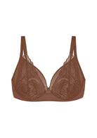 Serenata Flora Linear Lace Sheer Mesh Full Coverage Unlined Underwire Bra - HSIA