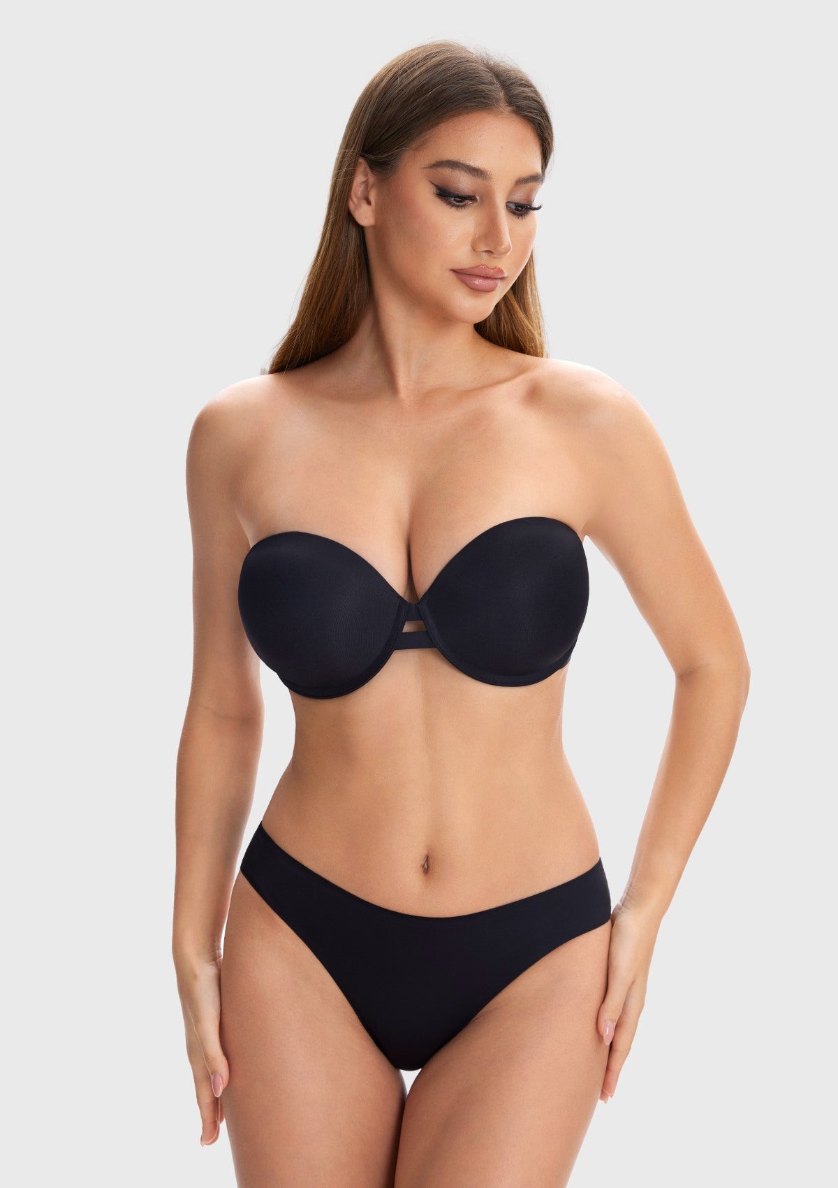 Juliette Bandless Seamless Push Up Strapless Underwire Bra - HSIA