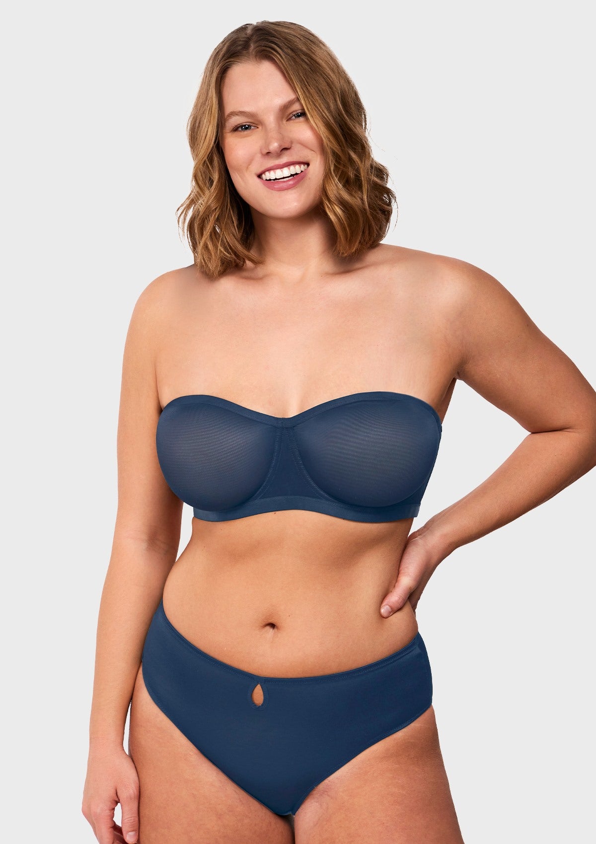 Bella Sheer Mesh Unlined Underwire Strapless Balconette Bra - HSIA