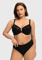 HSIA Anemone Unlined Plus Size Front Closure 3/4 Cup Underwire Back Support Bra Lace Trim for Sculpted Lift Womenswear - HSIA
