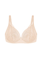 Serenata Flora Linear Lace Sheer Mesh Full Coverage Unlined Underwire Bra - HSIA