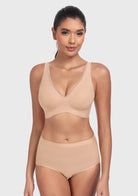 Deep V Seamless Bra Wireless Lift Breathable Perforated Foam Cups - HSIA