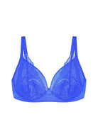 Serenata Flora Linear Lace Sheer Mesh Full Coverage Unlined Underwire Bra - HSIA