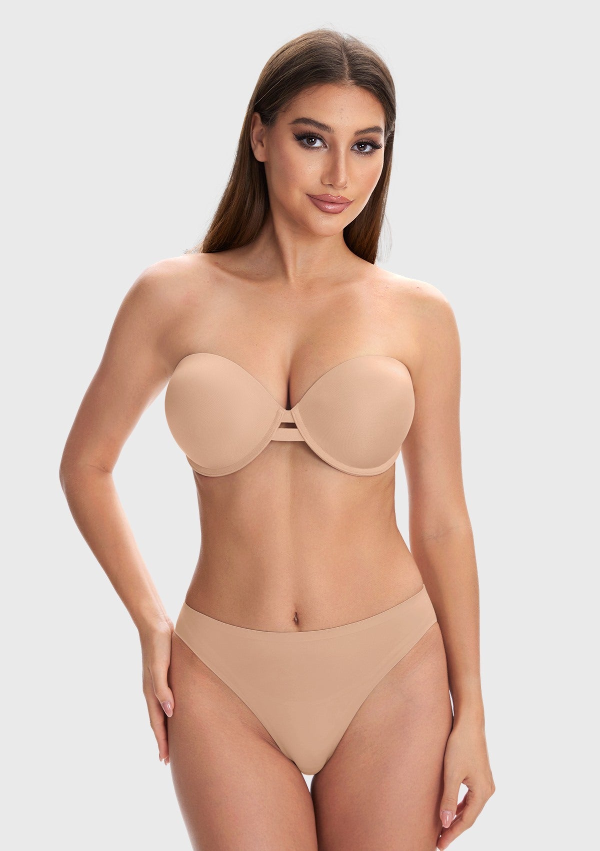 Juliette Bandless Seamless Push Up Strapless Underwire Bra - HSIA