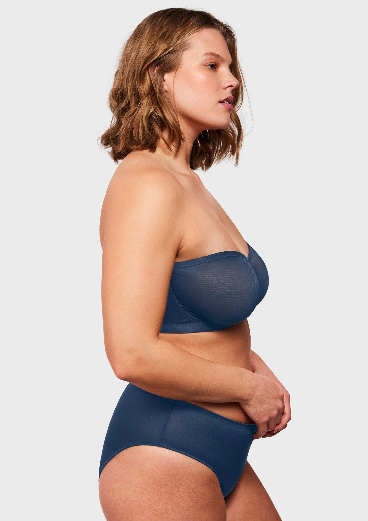 Bella Sheer Mesh Unlined Underwire Strapless Balconette Bra - HSIA