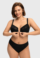 HSIA Anemone Unlined Plus Size Front Closure 3/4 Cup Underwire Back Support Bra Lace Trim for Sculpted Lift Womenswear - HSIA