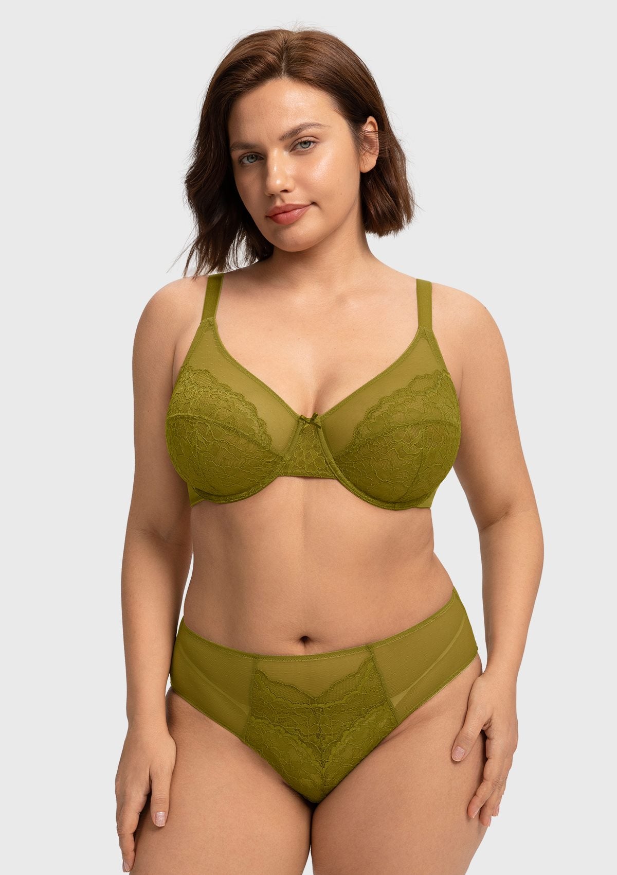 Enchante Lace Unlined Full Coverage Underwire Bra - HSIA