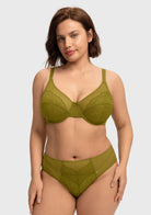 Enchante Lace Unlined Full Coverage Underwire Bra - HSIA