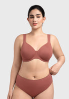 (Cardi B recommends)Joan Ultimate Soft Dark Beige T-shirt Unlined Minimizer Bra - HSIA