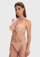 Juliette Bandless Seamless Push Up Strapless Underwire Bra - HSIA