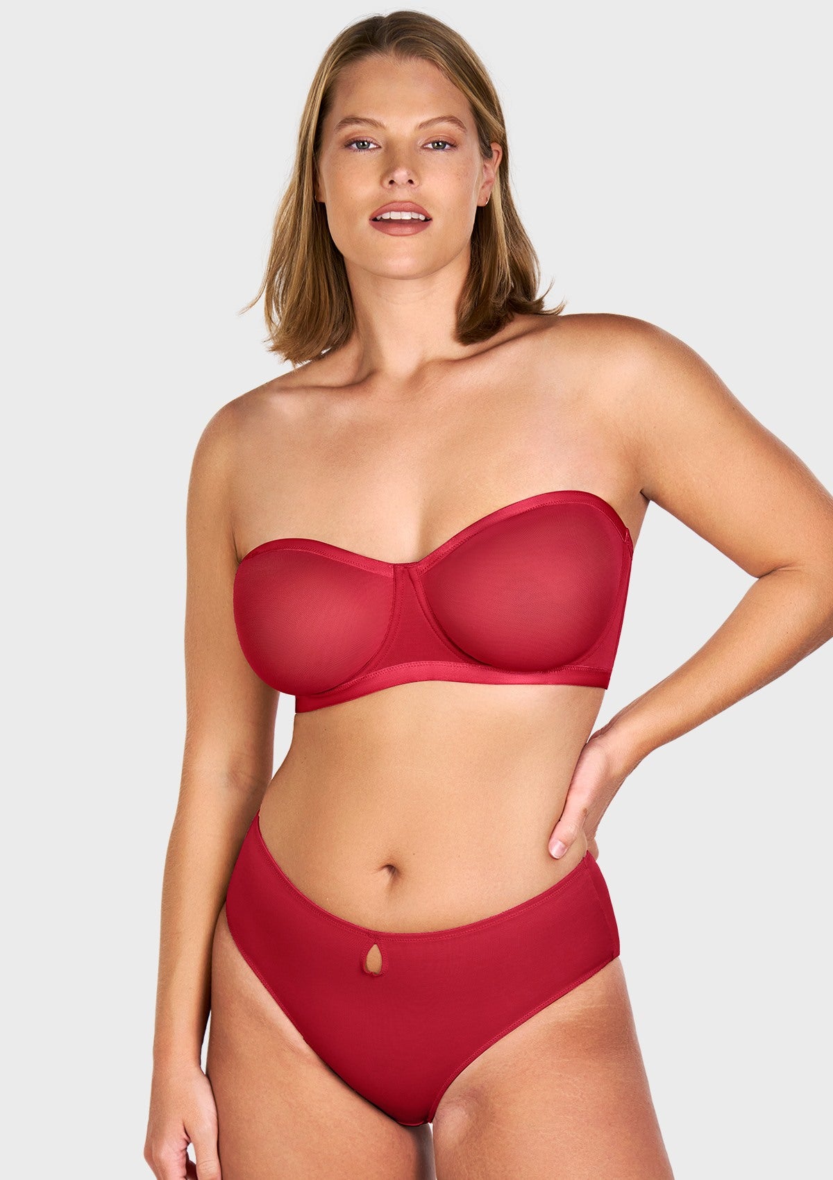 Bella Sheer Mesh Unlined Underwire Strapless Balconette Bra - HSIA