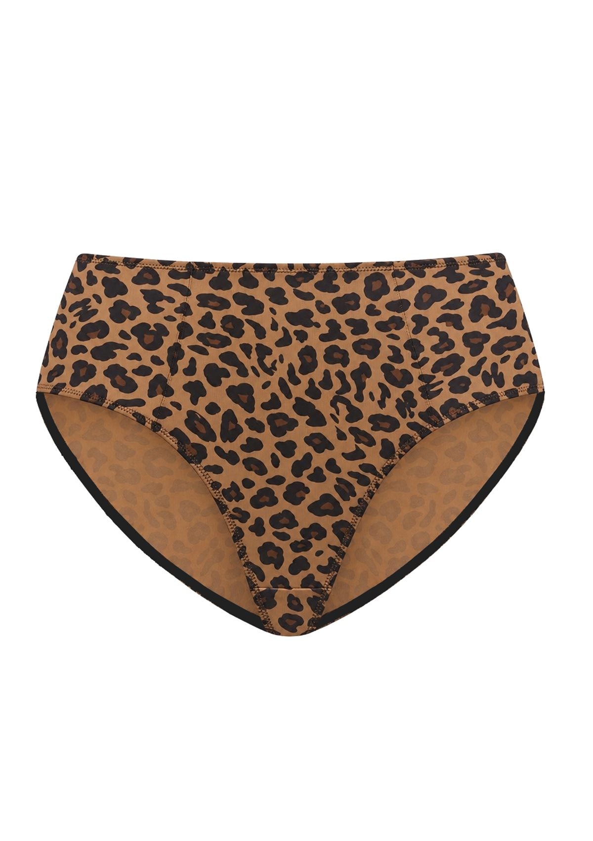 Studio view of the Black Leopard Print HSIA CoolComfort mid-rise underwear, featuring a chic pattern combined with a smooth, no-show silhouette.