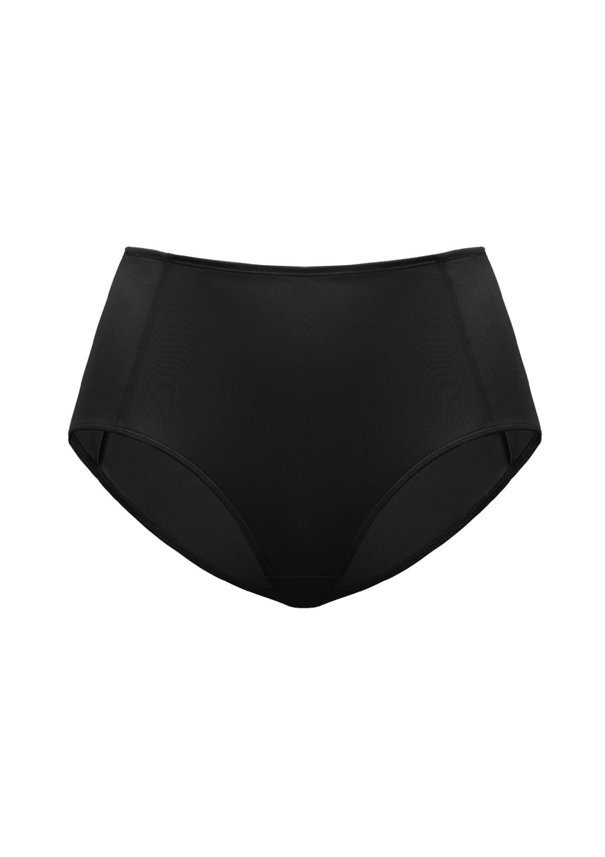 Professional studio shot of the classic Black HSIA CoolComfort high-waist brief, perfectly engineered for a smooth, invisible look under body-hugging clothes.
