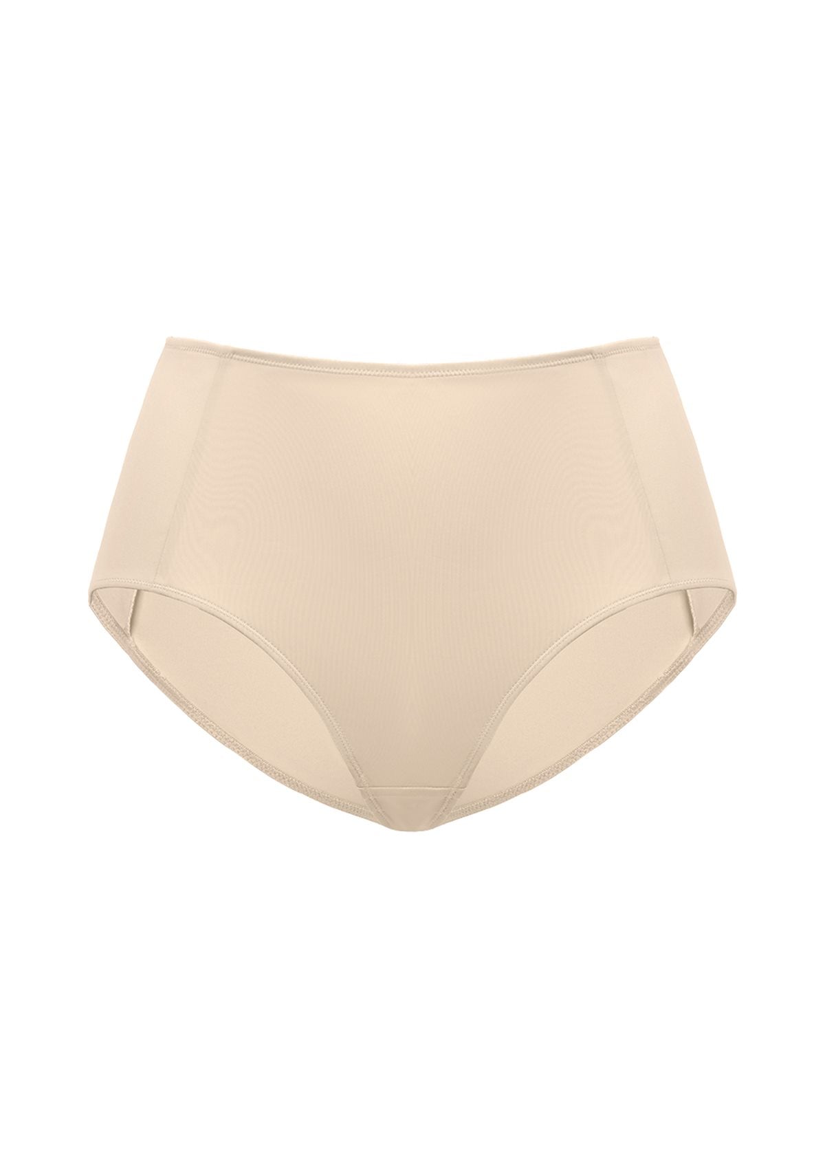 Studio flat lay of the Light Beige HSIA CoolComfort seamless brief, an essential invisible layer crafted from high-stretch microfiber for all-day comfort.