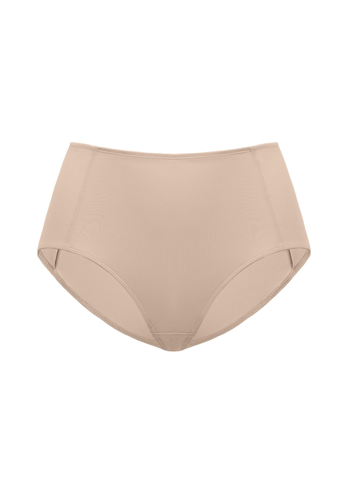 Flat lay of the Warm Sand HSIA CoolComfort seamless tummy control panty, a gorgeous neutral tone engineered for maximum comfort and a barely-there feel.