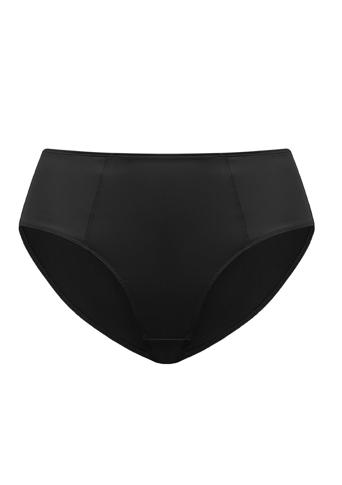 Professional studio shot of the classic Black HSIA CoolComfort mid-rise brief, perfectly engineered to minimize visible panty lines under any outfit.