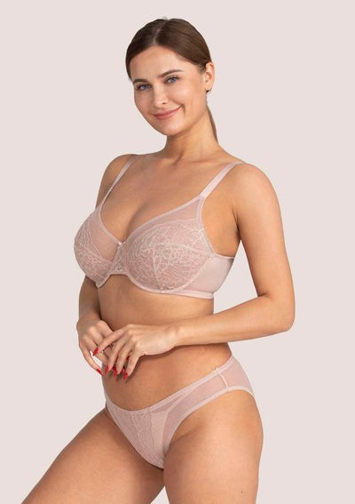 (Cardi B recommends)Enchante Dark Pink Lace Underwire Bra Set - HSIA