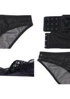 Gladioli Black Floral Lace Bikini Underwear - HSIA