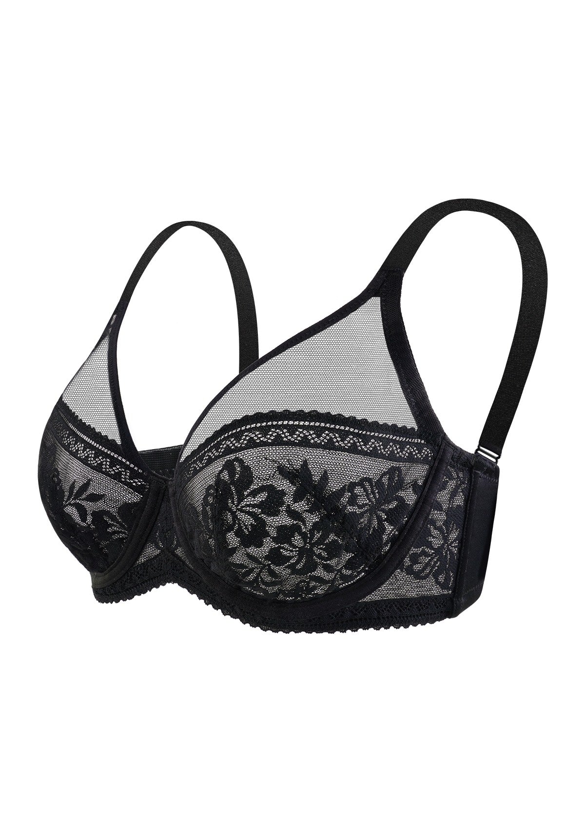 Gladioli Black Lace Unlined Underwire Bra Set - HSIA