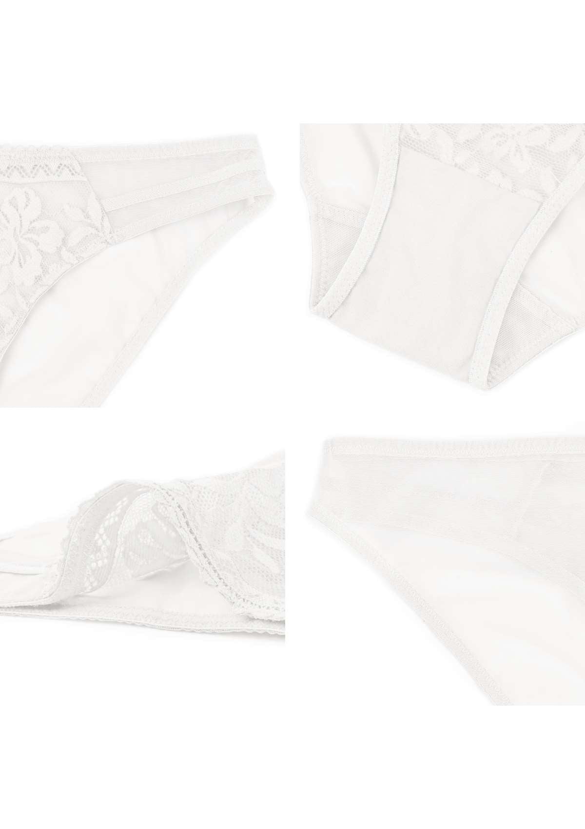 Gladioli White Floral Lace Bikini Underwear - HSIA