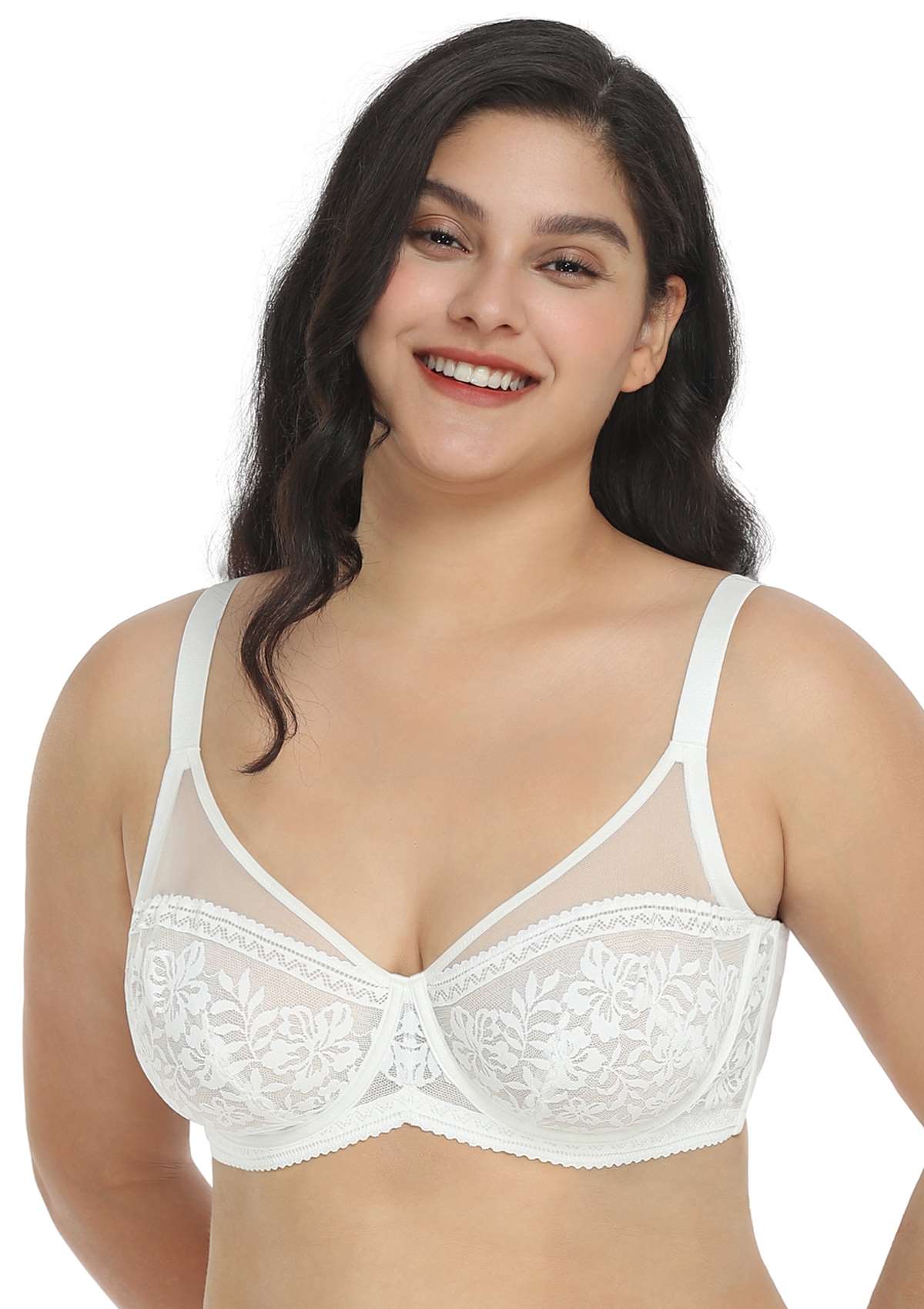 Gladioli White Lace Unlined Underwire Bra Set - HSIA