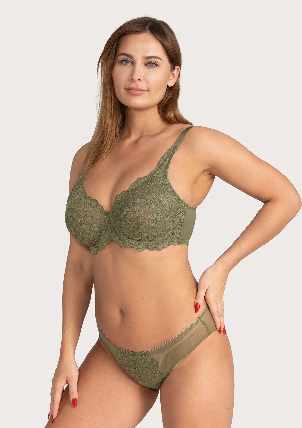 HSIA Dark Green All-Over Floral Lace Bra - HSIA