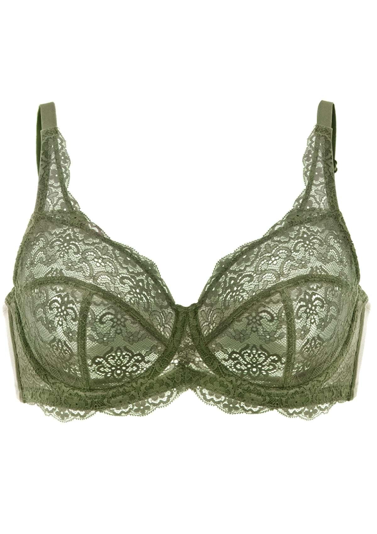 HSIA Dark Green All-Over Floral Lace Bra - HSIA