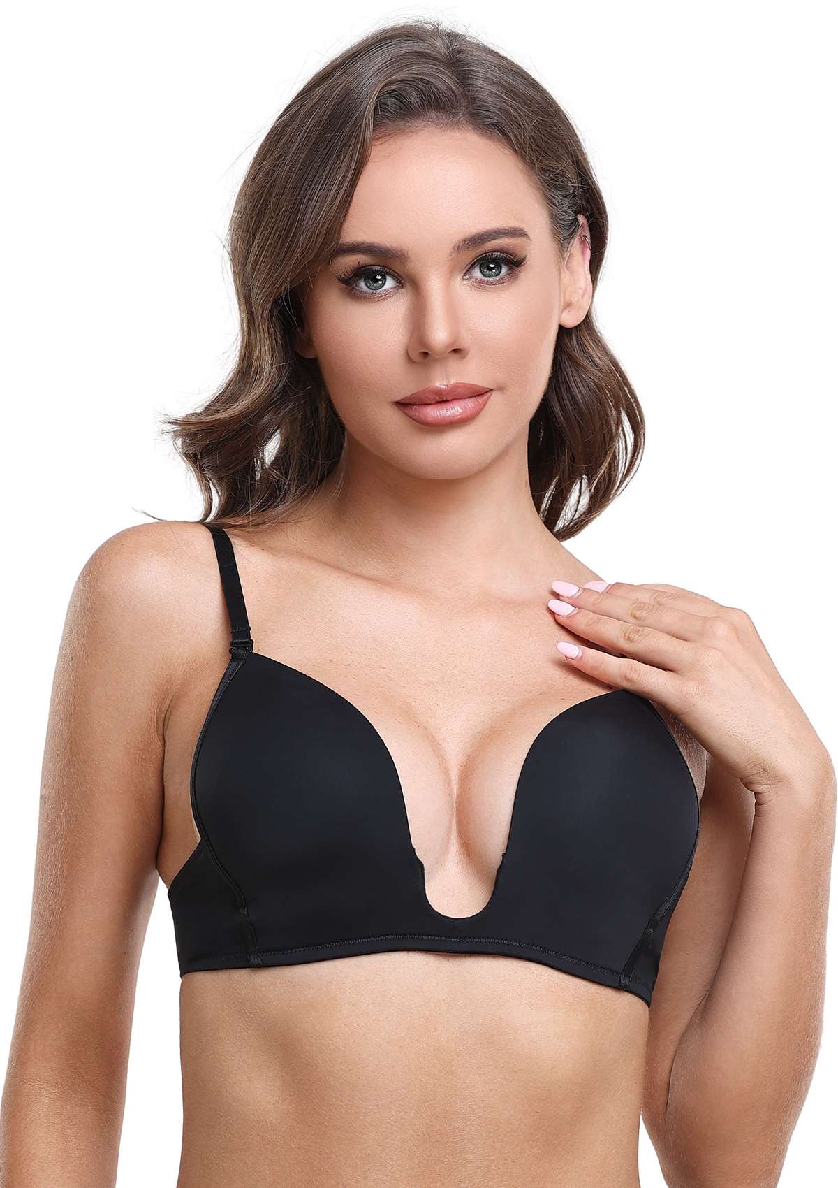 HSIA Deep U Plunge Push Up Low Back Wireless Bra - HSIA