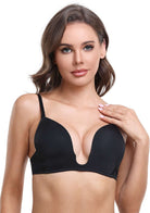 HSIA Deep U Plunge Push Up Low Back Wireless Bra - HSIA