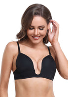 HSIA Deep U Plunge Push Up Low Back Wireless Bra - HSIA