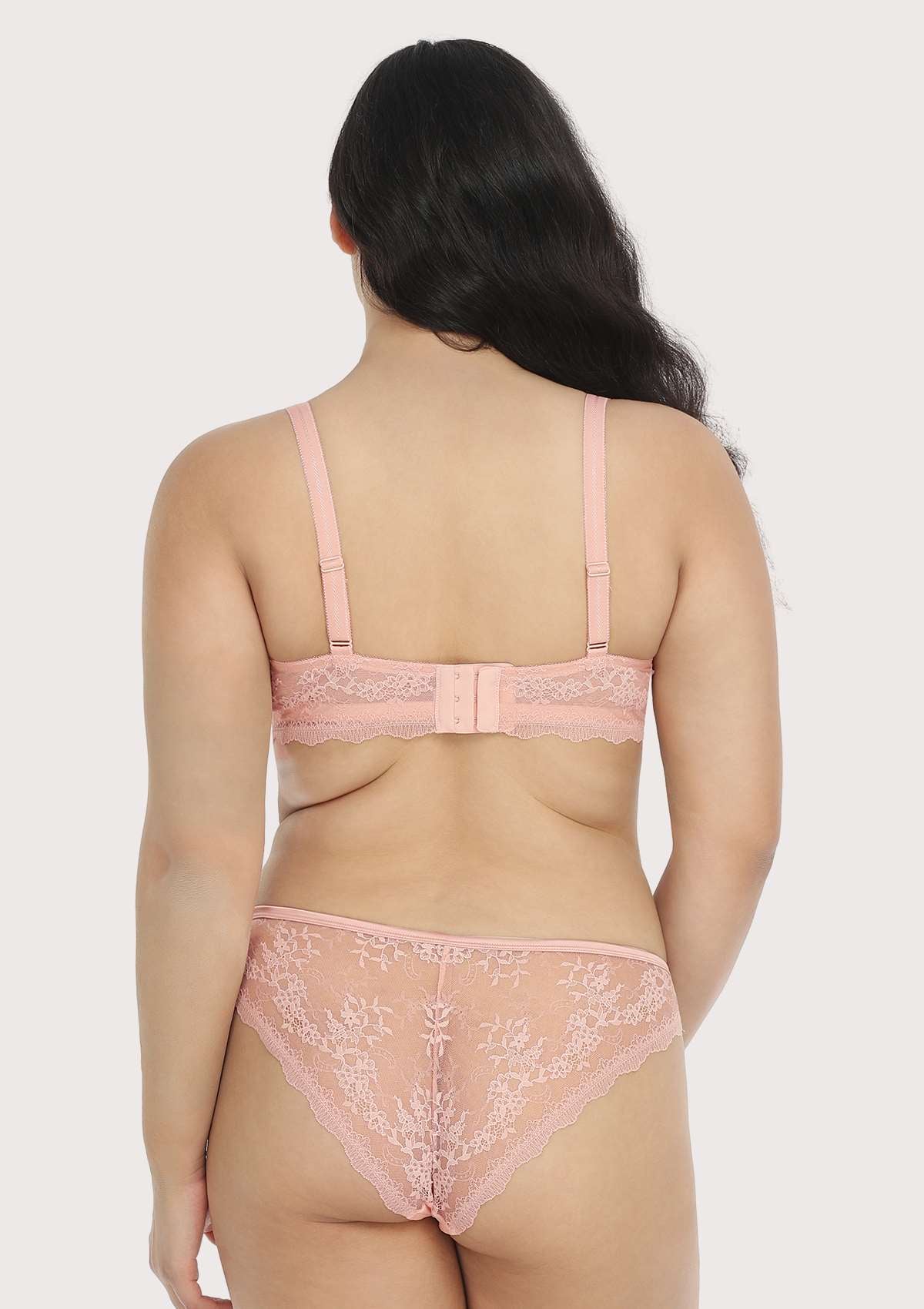 HSIA Floral Lace Unlined Bridal Pink Balconette Bra Set - HSIA