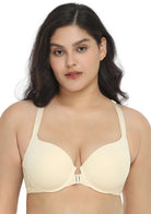 Serena Front-Close Champagne Lace-Back Racerback Underwire Bra Set - HSIA